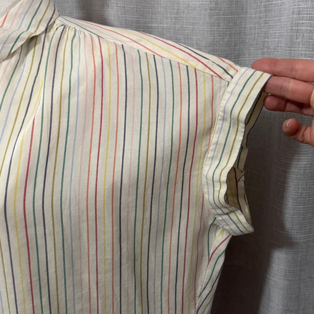 Madewell Central Stripe Popover Shirt-Sz M-Over Sized-Cotton-Multi Color-EUC - Picture 6 of 16